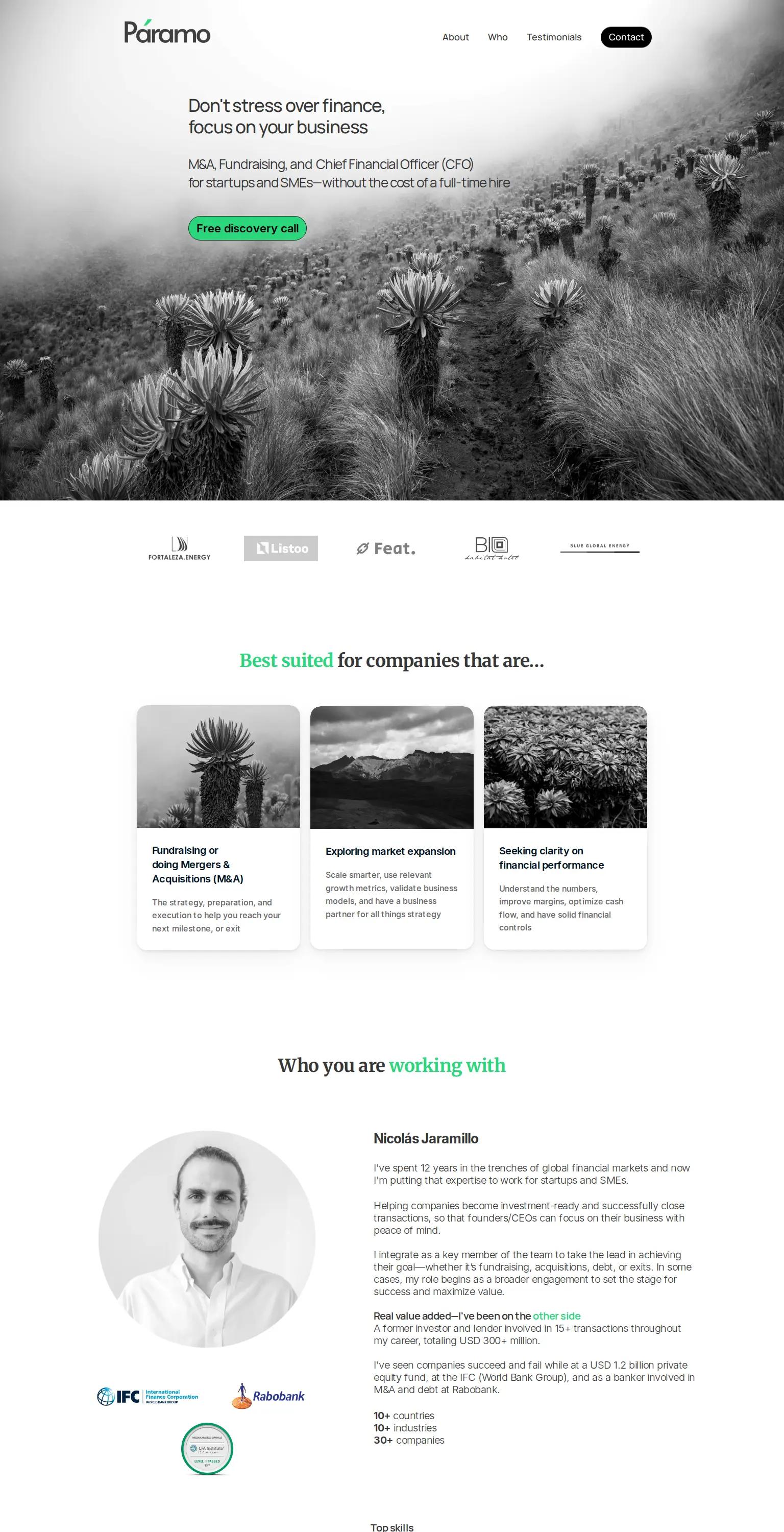Paramo Advisors screenshot