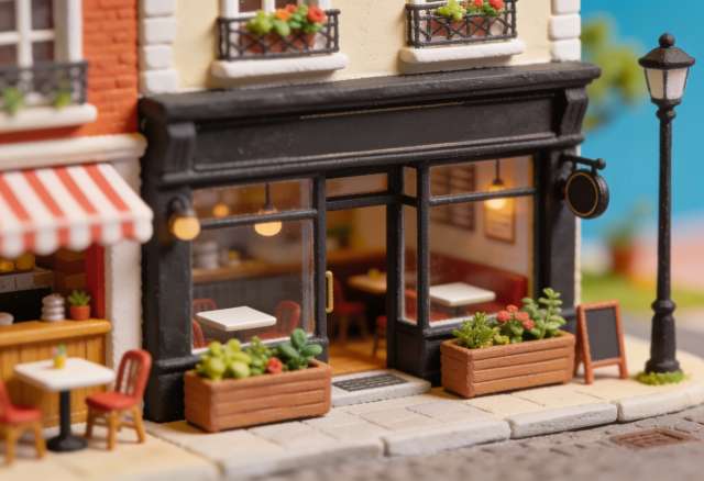 Vonderbeck's Restaurant – Miniatur-Diorama, Eingang