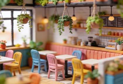 Café Zoe – Miniatur-Diorama, Innen