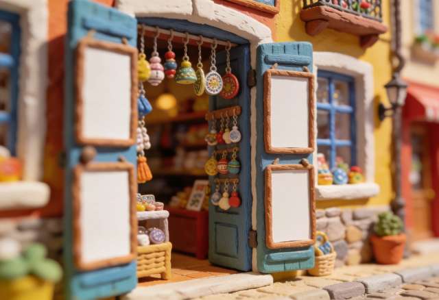 Souvenirs am Markt – Miniatur-Diorama, Tür