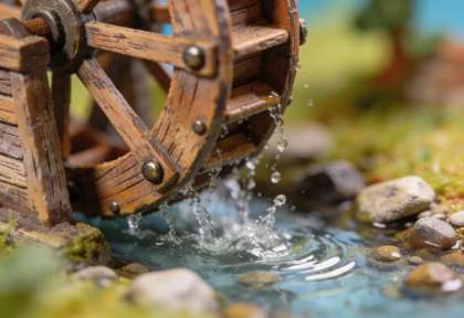 Hotel Weißmühle – Miniatur-Diorama, Detail Rad