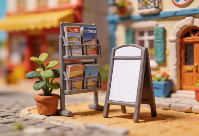 Tourist-Information – Miniatur-Diorama, Prospektständer
