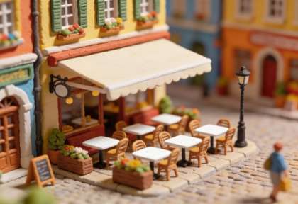 Rathaus-Café Rünz – Miniatur-Diorama, Tische