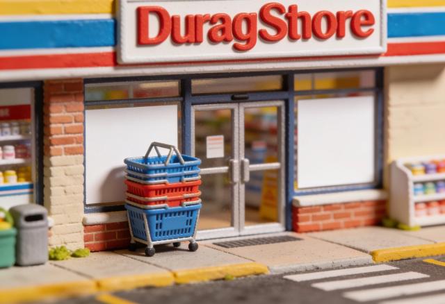dm-Drogerie Markt – Miniatur-Diorama, Eingang