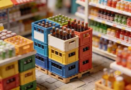 DGS Getränkemarkt – Miniatur-Diorama, Kisten