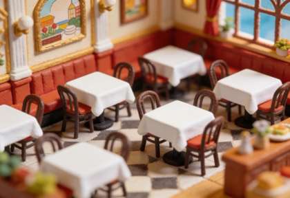 Hotel Union Restaurant – Miniatur-Diorama, Innen