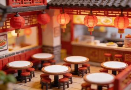 Asia Lotus House – Miniatur-Diorama, Innen