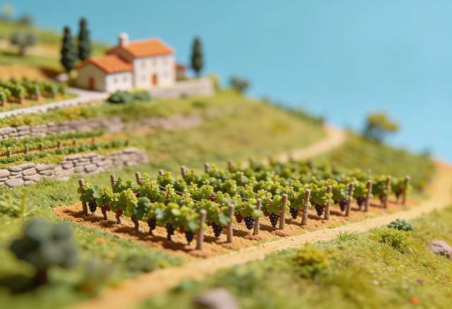 Weingut Theo Loosen – Miniatur-Diorama, Reben