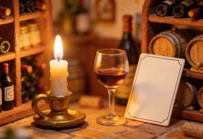 Hotel zur Weinhexe – Miniatur-Diorama, Detail Wein