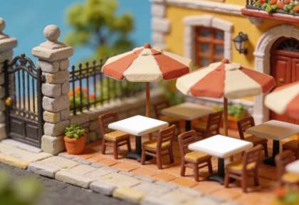 Am Balduinstor – Miniatur-Diorama, Terrasse