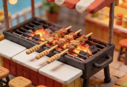 ROJ Grill – Miniatur-Diorama, Grill