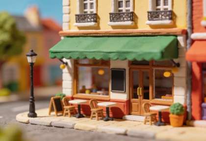 Café Germania – Miniatur-Diorama, Front