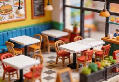 Vonderbeck's Restaurant – Miniatur-Diorama, Innen