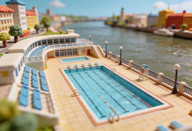 Moselbad – Miniatur-Diorama, Beckenblick