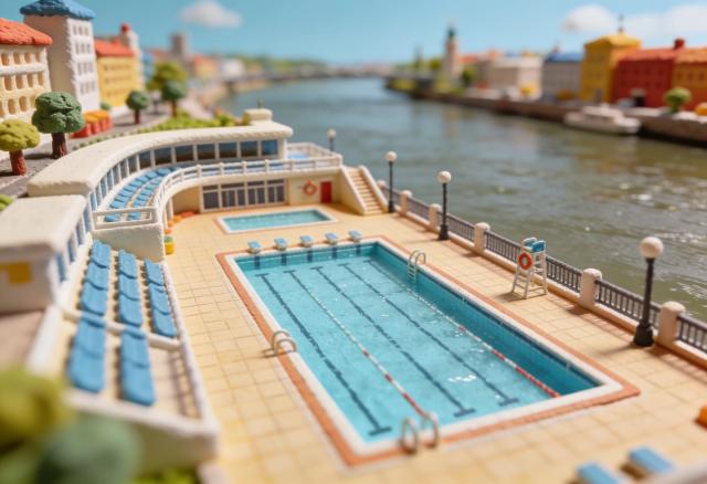 Moselbad – Miniatur-Diorama, Beckenblick