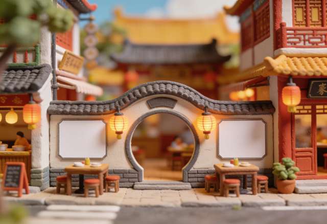 China Restaurant Lotus – Miniatur-Diorama, Eingang