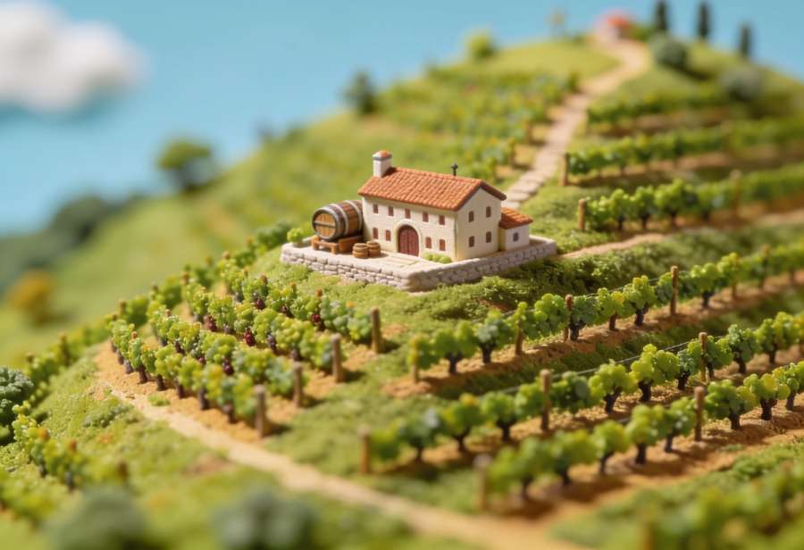 Weingut Castor – Miniatur-Diorama, Totale