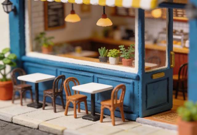 Café Zoe – Miniatur-Diorama, Fenster