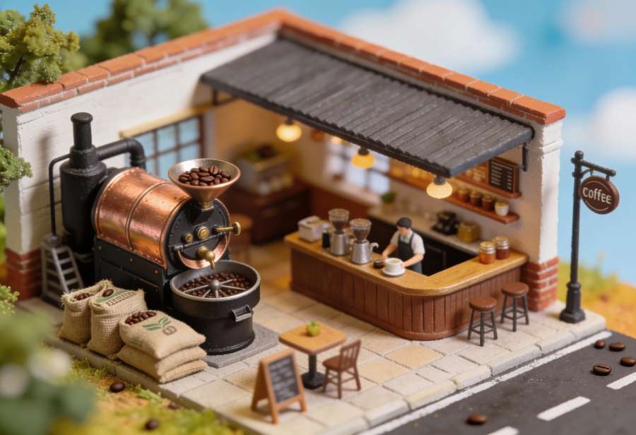 Cochemer Kaffeerösterei – Miniatur-Diorama, Totale