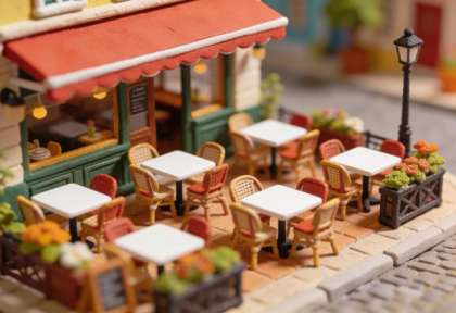 Restaurant-Café Dazert – Miniatur-Diorama, Terrasse