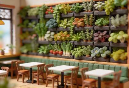 Restaurant Herbs – Miniatur-Diorama, Innen