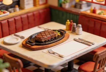 El Sabor Steakhouse – Miniatur-Diorama, Tisch