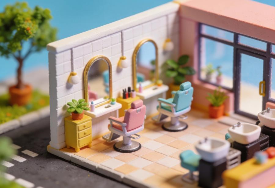Salon HairDaun – Miniatur-Diorama, Totale
