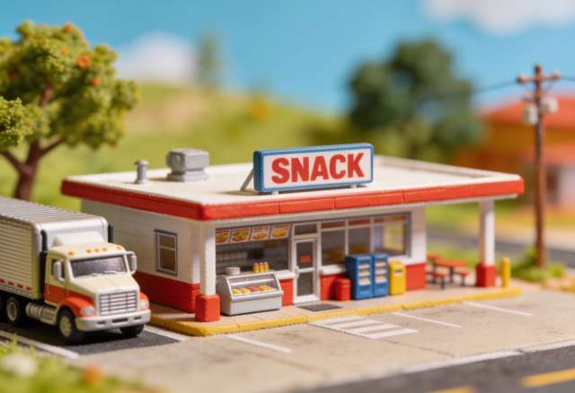 Truck-Stop Imbiss – Miniatur-Diorama, LKW