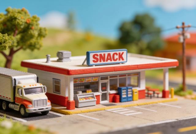 Truck-Stop Imbiss – Miniatur-Diorama, LKW