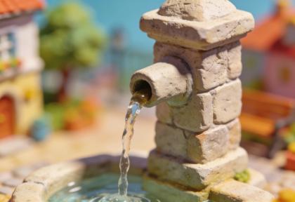 Bistro am Brunnen – Miniatur-Diorama, Detail Brunnen