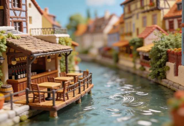 Beim Weinbauer – Miniatur-Diorama, Ufer