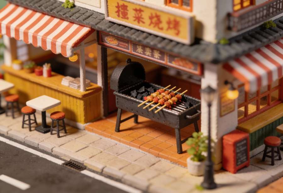 ROJ Grill – Miniatur-Diorama, Totale