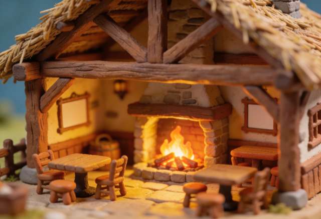Landsknecht – Miniatur-Diorama, Kamin