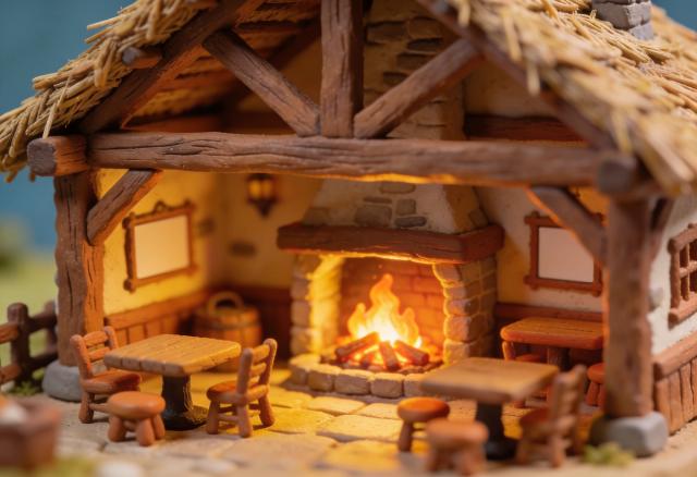 Landsknecht – Miniatur-Diorama, Kamin