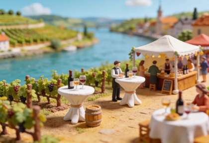 Weinlagenfest Cond – Miniatur-Diorama, am Moselufer