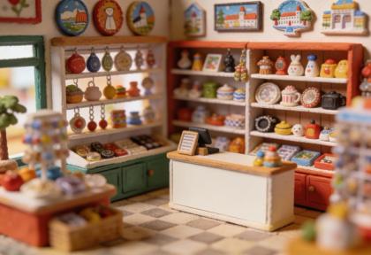 Souvenirs am Markt – Miniatur-Diorama, Innen