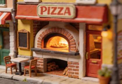 Pizzeria Castello – Miniatur-Diorama, Ofen