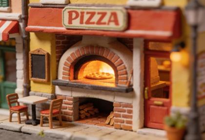 Pizzeria Castello – Miniatur-Diorama, Ofen