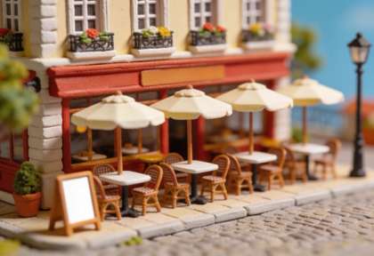 Café Flair – Miniatur-Diorama, Terrasse
