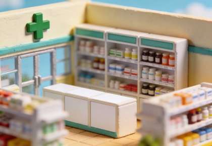 Apotheke am Center – Miniatur-Diorama, Innen