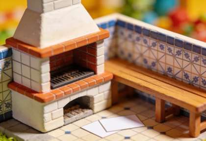 Bürgerstube – Miniatur-Diorama, Detail Ofen