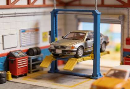 KFZ Bosch Heinze – Miniatur-Diorama, Hebebühne