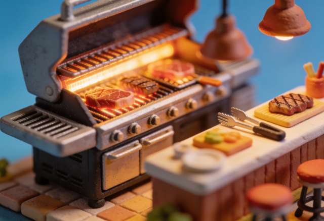 El Sabor Steakhouse – Miniatur-Diorama, Grill