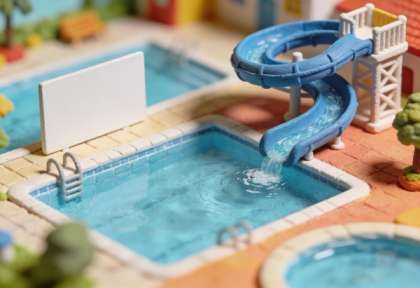 Moselbad – Miniatur-Diorama, Nahansicht