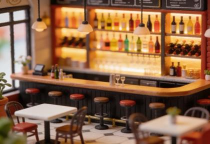 Neos Restaurant & Weinbar – Miniatur-Diorama, Innen