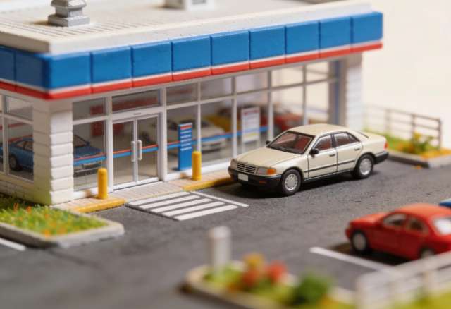 Helmes Automobile – Miniatur-Diorama, Einfahrt