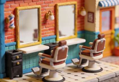 ROJ Barbershop – Miniatur-Diorama, Innen