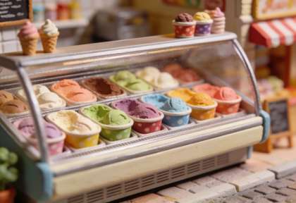 Eiscafé Simonetti – Miniatur-Diorama, Theke