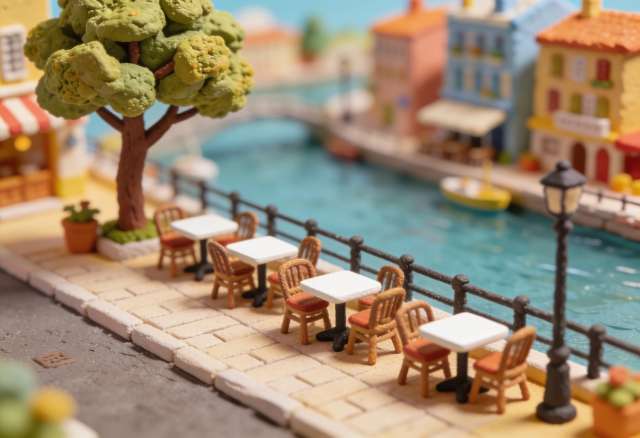 Café Flair – Miniatur-Diorama, Promenade