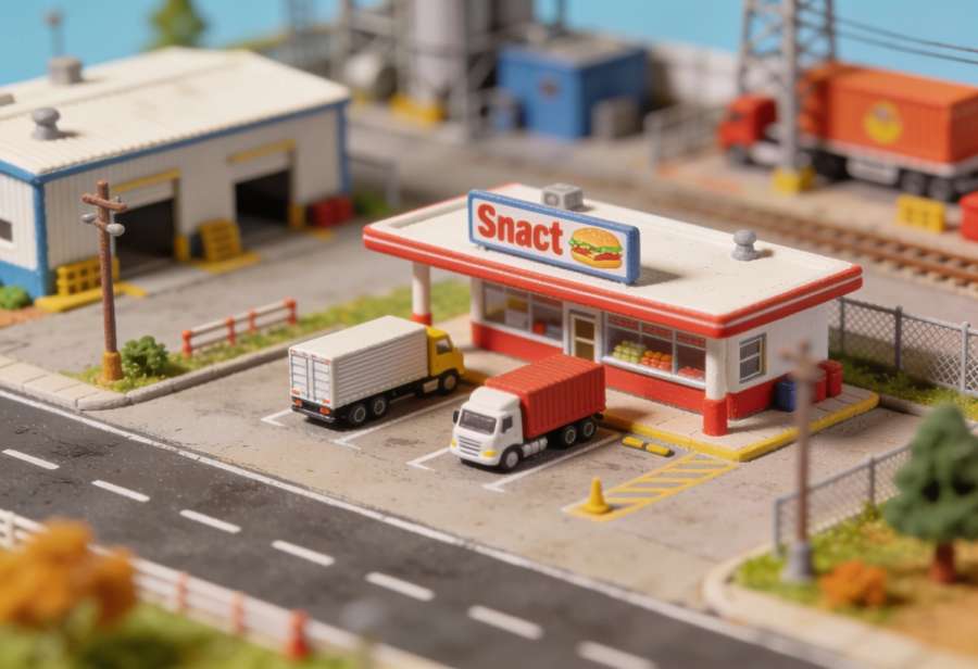 Truck-Stop Imbiss – Miniatur-Diorama, Totale